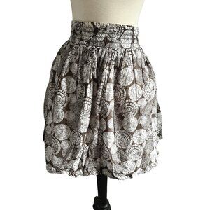 Banana Republic Brown & White Abstract Mini Skirt Sz 12 (Medium) Womens Fit & Fl